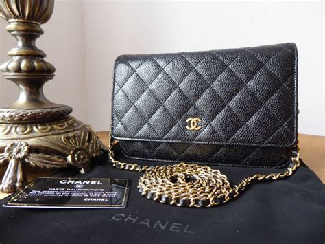 chanel woc black caviar gold hardware|Chanel Black Caviar Leather Wallet on Chain with Gold Hardware.